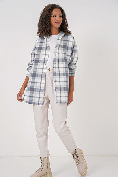 Bigdart 0710 Πουκάμισο Oversize με κουκούλα - Γκρι