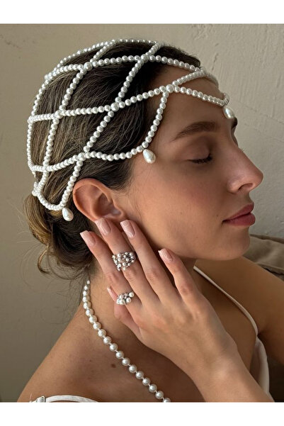 SHİNELİZE Gelin için incili saç tacı Davet için saç aksesuarı saç tacı incili...