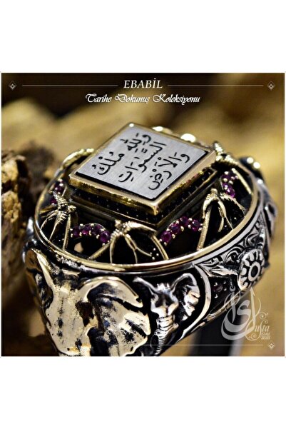 OSMANLI GÜMÜŞ Islam Usta Tasarımı Ebabil Gümüş Erkek Yüzük