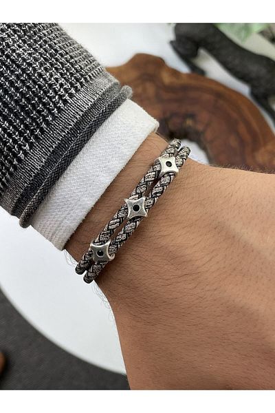 OSMANLI GÜMÜŞ Men's Bracelet - Starry Men's Steel Bracelet