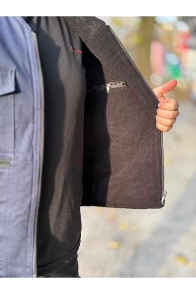 DostumGiyim Ανδρικό χειμερινό γιλέκο με πολλές τσέπες με φλις εσωτερικά θερμικό γιλέκο μπαμπάς