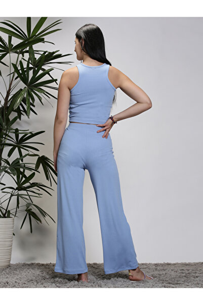 Sera By Styli Mid Rise Wide Leg Pants with Elastic Waistband
