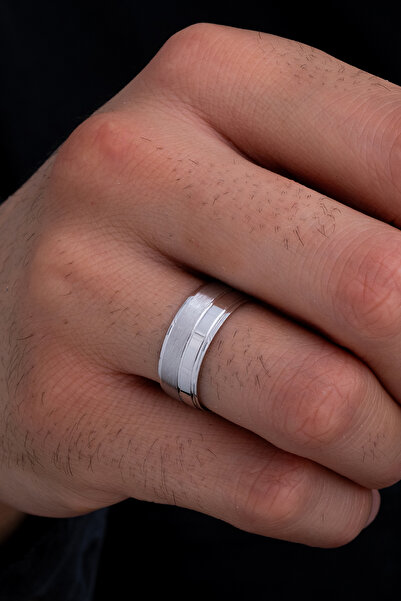 OSMANLI GÜMÜŞ Erkek Gümüş Yüzük - 925 Ayar Sade Gümüş Alyans Yüzük