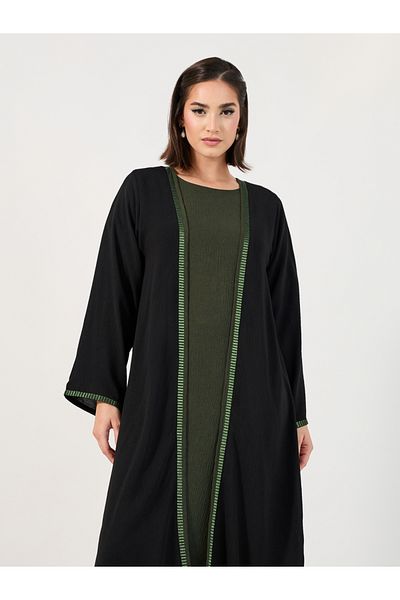 Styli Embroidery Edge Crepe Abaya with Under Dress Set