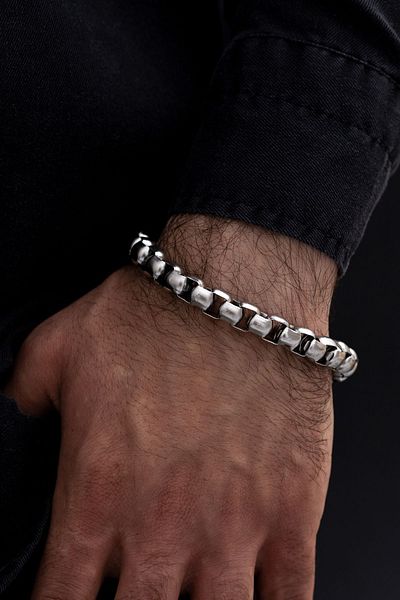 OSMANLI GÜMÜŞ Men's Bracelet - Men's Steel Bracelet - Thick Polo Model Men's Steel Bracelet