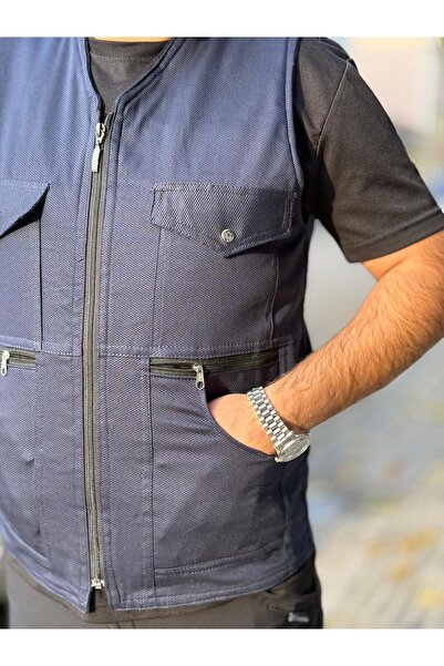 DostumGiyim Ανδρικό χειμερινό γιλέκο με πολλές τσέπες με φλις εσωτερικά θερμικό γιλέκο μπαμπάς