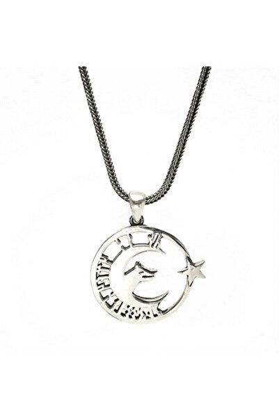 OSMANLI GÜMÜŞ Göktürkçe Tanrı Türkü Korusun Ayyıldız Bozkurt Erkek Gümüş Kolye