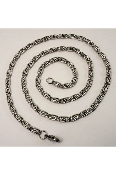 OSMANLI GÜMÜŞ Men's New Spiral Model Stainless Steel Necklace