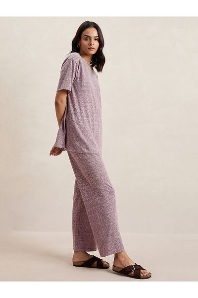 Femmella By Styli Melange Side Slit Longline Top & Pants Co-Ords