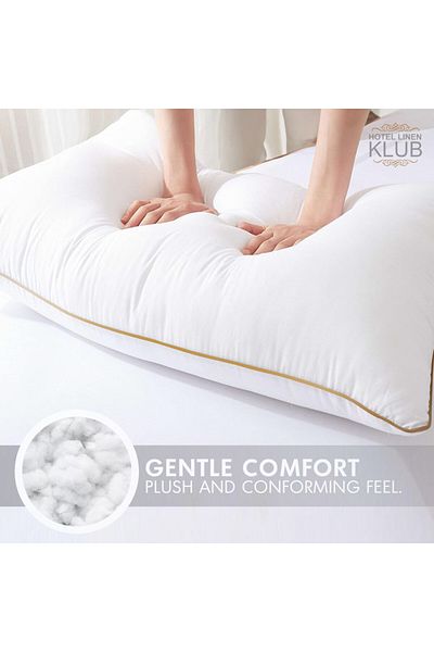 Hotel Linen Klub Cotton Sateen Pillow- 900grams , Golden Cord Single Piping , 50 x 75 cm