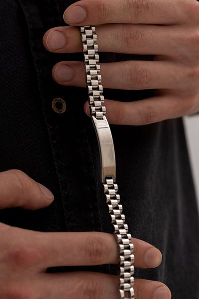 OSMANLI GÜMÜŞ Men's Steel Bracelet - Luxury Curl Model, Name Written Imprint