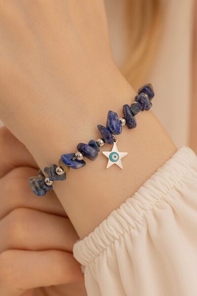 OSMANLI GÜMÜŞ سوار نسائي من الحجر الطبيعي - سوار نسائي من الفولاذ مصنوع من حج...