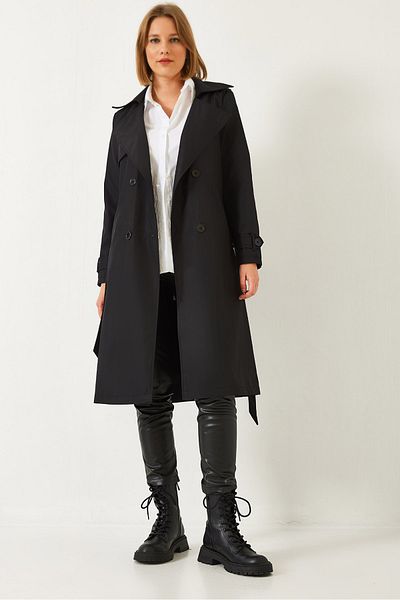 Bianco Lucci Zweireihiger Trenchcoat mit Kragen und Gürtel für Damen 5918 60261067