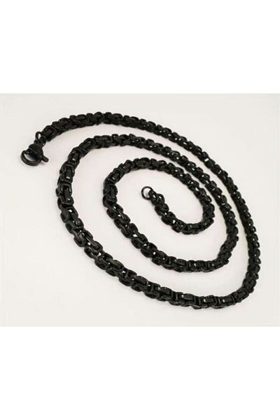 OSMANLI GÜMÜŞ 6 Mm Thick King Steel Men's Necklace Chain Black Model