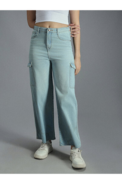 High Star By Styli High Rise Clean Look Cargo Style Jeans