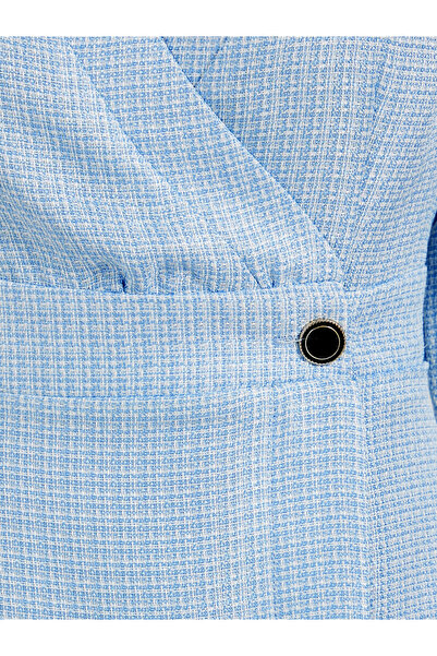 Styli Tweed Wrap Midi Dress with 3/4 Sleeves