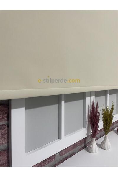 IŞILTI Perde Sistemleri Lüks Stor Perde Krem ( Etek Dilimsiz )