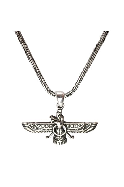 OSMANLI GÜMÜŞ Ahura Mazda Erkek Gümüş Kolye Zincir Küçük Boy