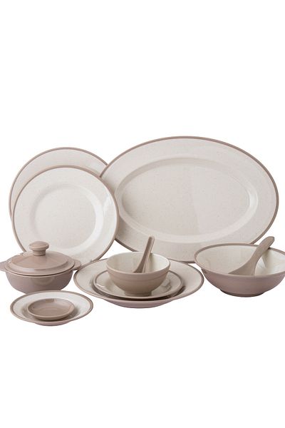 cc bin shihon 57-Piece Dinner Set Made of High Quality Melamine, Safe in Dishwasher and Microwave