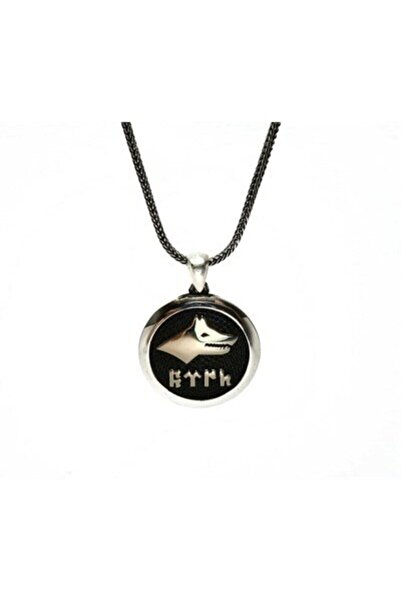 OSMANLI GÜMÜŞ Göktürkçe Türk Yazılı Bozkurt Erkek Gümüş Kolye Zincir