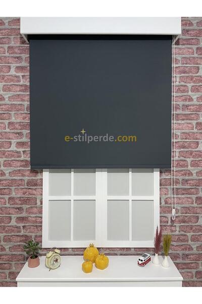 IŞILTI Perde Sistemleri Lüks Stor Perde Antrasit ( Etek Dilimsiz )