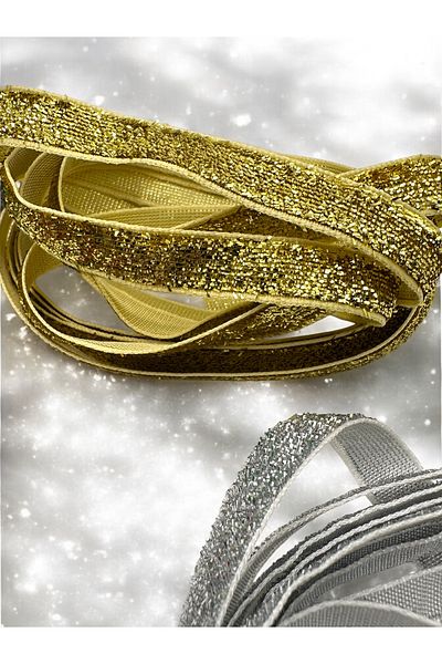 BukiroAtelier Shiny Glitter Velvet Ribbon - 1 cm 2 Meters Set of 4, New Year's Packaging