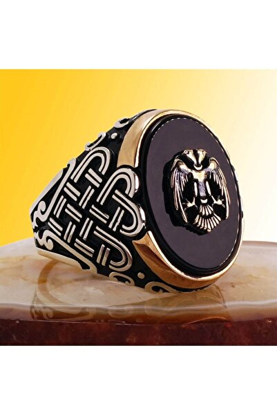 OSMANLI GÜMÜŞ Çift Başlı Kartal Otantik Erkek Gümüş Yüzük
