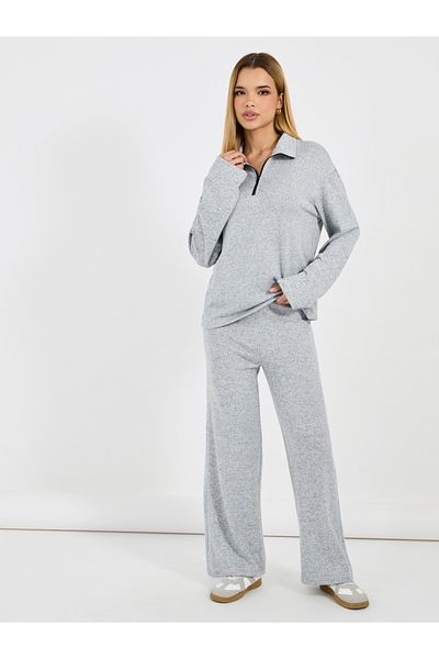 Styli Zip Placket Collared Sweatshirt & Joggers Co-Ords