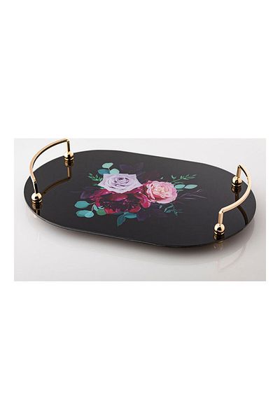 Dania Printed Serving Tray Black/Gold 46 x 30 x 3cm