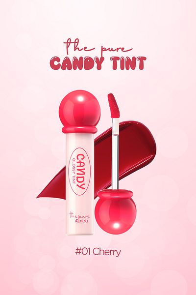 Missha لون حلوى يدوم طويلاً مع أطراف لامعة وقاعدة مائية - A'pıeu The Pure (NO.01 CHERRY)