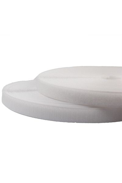 BGM TEKS 25 Meters White Velcro Tape - with Transverse and American Zip
