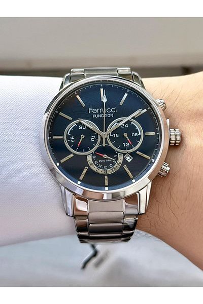 Ferrucci Men's Functions Active Steel Band Wrist Watch