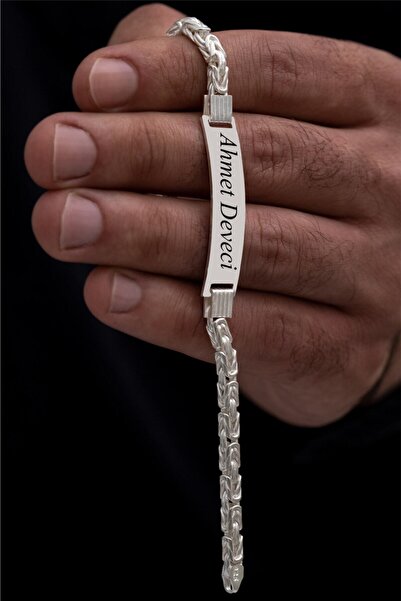 OSMANLI GÜMÜŞ Erkek Bileklik Kalın Künye - Erkek Gümüş Bileklik Künye 925 Aya...