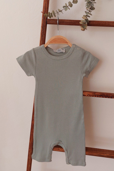 Edelweiss Unisex Fitilli Kısa Kollu Romper Organik Modal Bebek Çocuk Tulum %5...