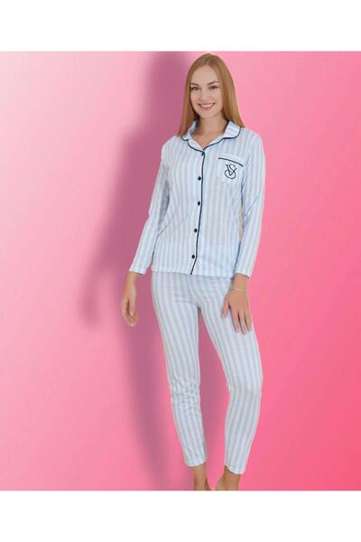 denizhomecollection uzun kollu denizhomewear vs kadın pijama takımı