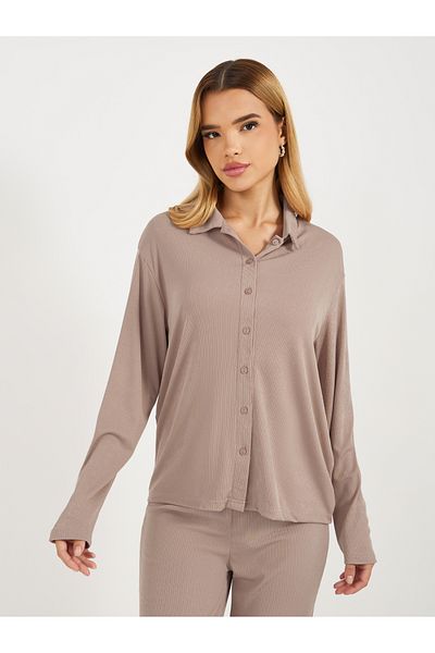 Styli Ribbed Knit Relaxed Fit Shirt & Pants Co-Ords