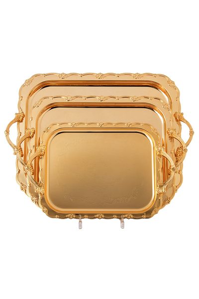 Dania A set of heavy metal trays in three different sizes with modern designs and engravings