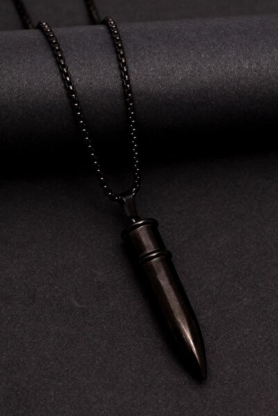 OSMANLI GÜMÜŞ Erkek Kolye - Mermi Model Erkek Çelik Kolye - 316 L Paslanmaz Çelik Kolye