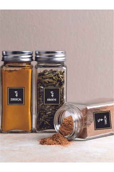 Etiketbox 54 Pieces Spice Legumes Jar Gold Label Sticker Organizer