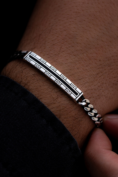 OSMANLI GÜMÜŞ Erkek Gümüş Bileklik -Monako Gurmet Zincirli Oksitli Model Gümü...