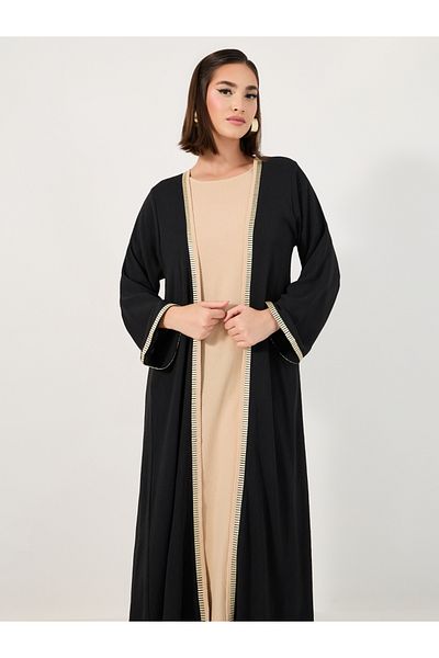Styli Embroidery Edge Crepe Abaya with Under Dress Set