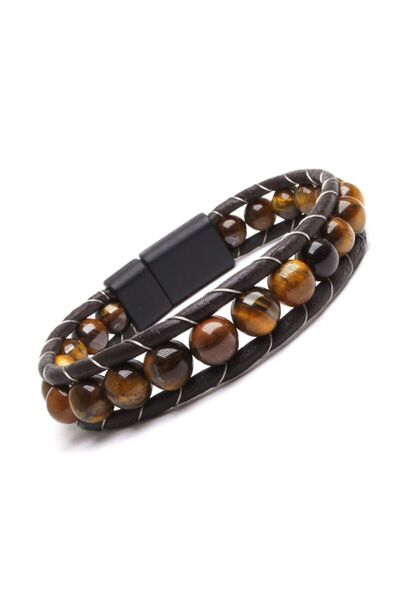 OSMANLI GÜMÜŞ Turtle Eye Natural Stone Men's Bracelet