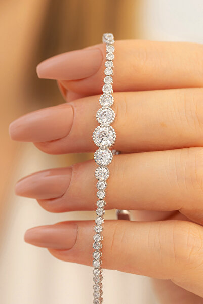 OSMANLI GÜMÜŞ Çağ Zirkontaşlı Su Yolu Bayan Gümüş Bileklik