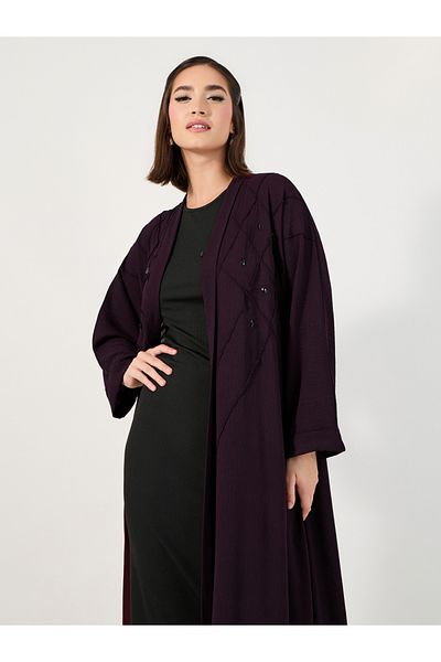 Styli Pintuck Embroidery Abaya with Stone Embellishment