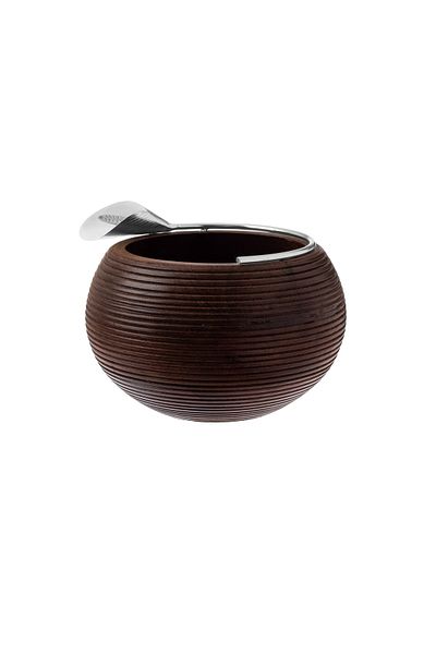 Dania Beech wood serving bowl with Silver lily decor for multiple uses