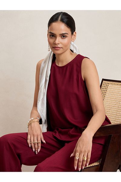 Femmella By Styli Solid Round Neck Top & Pants Co-Ords