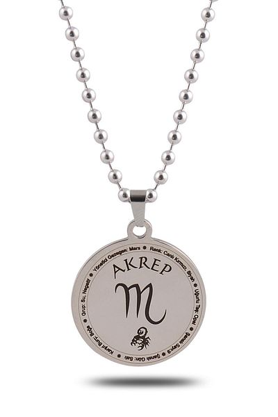 OSMANLI GÜMÜŞ Scorpio Sign Necklace Women Men Steel Pendant Ball Chain CKLAKREPBRC-GMS