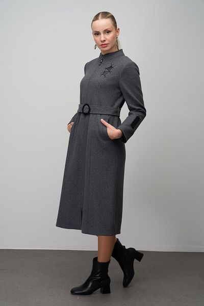Olcay Anthrazit 6630 – Wollmischungskappe mit Leder- und Verarbeitungsdetails