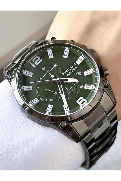 Ferrucci Men's Functions Active Steel Band Wrist Watch