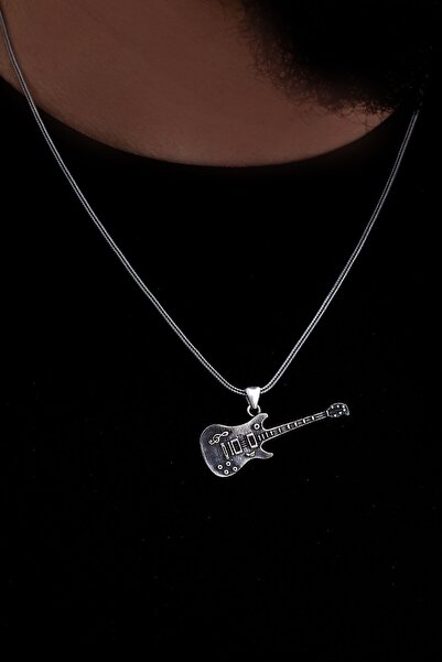 OSMANLI GÜMÜŞ Erkek Gümüş Kolye - Gitar Erkek Gümüş Kolye Zincir